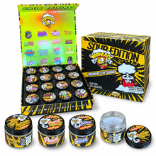Load image into Gallery viewer, Warheadz Sour Edition 1 Oz Empty Glass Jars with Display Box – 16-Piece Variety Set