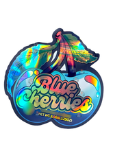 Load image into Gallery viewer, Blue Cherries Cut Out Mylar Bags 3.5g