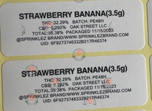 Load image into Gallery viewer, Sprinklez Gumdropz Strawberry Banana Mylar Bags 3.5g Sticker base Bag -With stickers and labels
