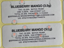 Load image into Gallery viewer, Sprinklez Gumdropz Blueberry Mango Mylar Bags 3.5g Sticker base Bag -With stickers and labels
