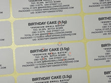 Load image into Gallery viewer, Sprinklez Birthday Cake Marshmallow Mylar Bags 3.5g Sticker base Bag -With stickers and labels