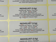 Load image into Gallery viewer, Sprinklez Red Velvet Marshmallow Mylar Bags 3.5g Sticker base Bag -With stickers and labels