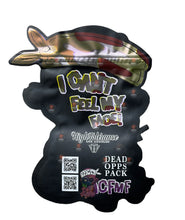 Load image into Gallery viewer, Dead Opps Pack Baby I Can't Feel My Face Cut Out Mylar Bags 3.5g High Tolerance - Black Unicorn Hub