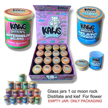Load image into Gallery viewer, Kawz Moon Rocks Gelato Edition 1oz Glass Jars - Varity Pack 16 Strains in box Empty Jars - Black Unicorn Hub