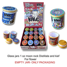 Load image into Gallery viewer, Kawz Moon Rocks Cereal Edition 1oz Glass Jars - Varity Pack 16 Strains in box Empty Jars