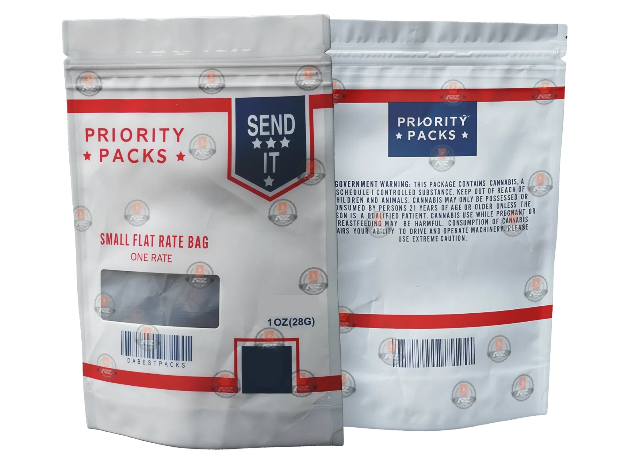 USPS Priority Mylar Bag 1 OZ 28G (50 Count) With Window – Black