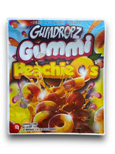 Load image into Gallery viewer, Gumdropz Gummi Peachieos 1 Pound Mylar Bag Net Weight 112G Packaging Only