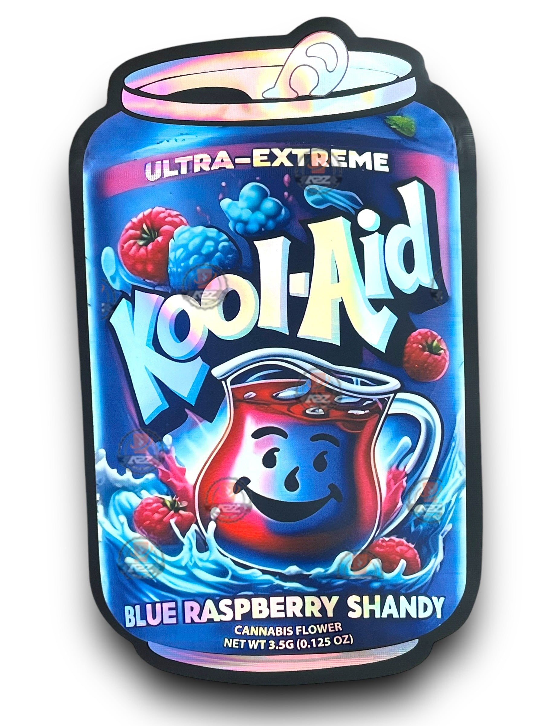 Kool Aid Blue Raspberry Shandy Mylar Bags 3.5g Holographic – Black