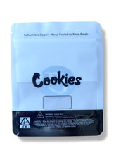 Load image into Gallery viewer, Cookies White with Window Mylar Bags 3.5 Grams Smell Proof Resealable Bags - Black Unicorn Hub