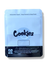 Load image into Gallery viewer, Cookies White with Window Mylar Bags 3.5 Grams Smell Proof Resealable Bags
