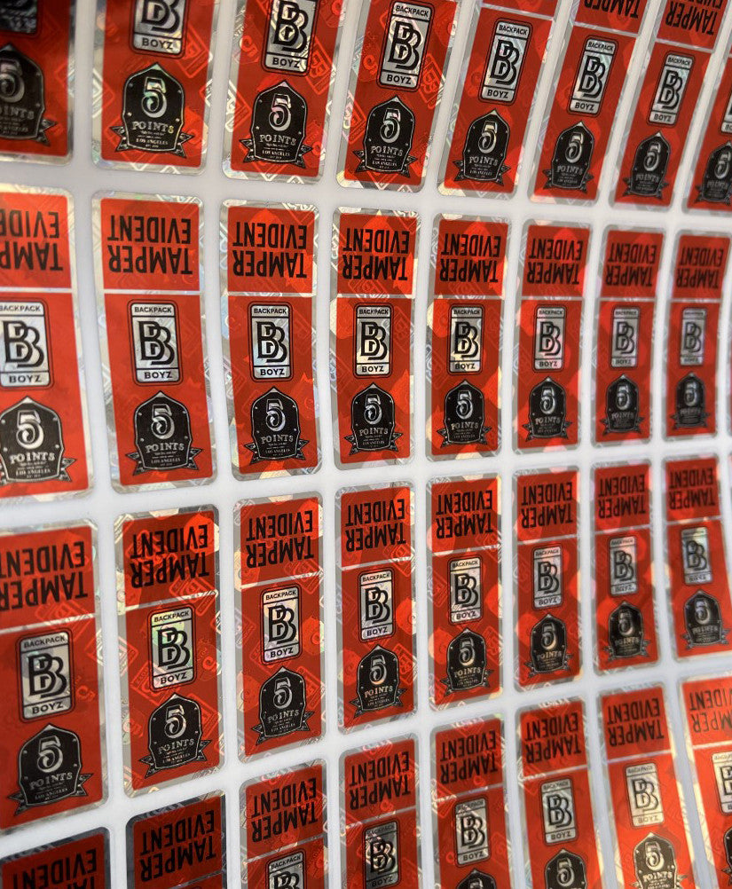 Backpack Boyz Holographic Tamper Evident Sticker BB (36 stickers per