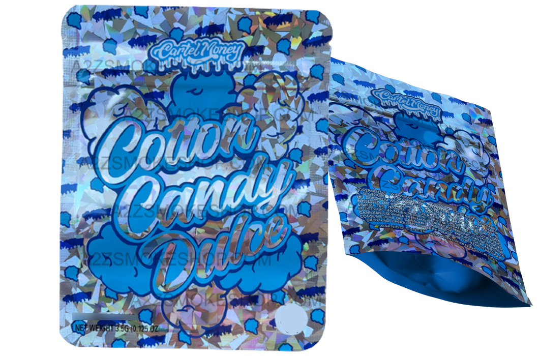 Cartel Money Cotton Candy Dulce  Mylar Bags 3.5g Holographic