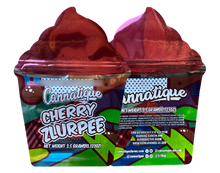 Load image into Gallery viewer, Cannatique Cherry Zlurpee Cut out Mylar Bags 3.5g die cut Holographic
