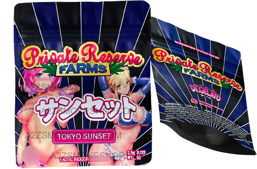 Private Reserve Farms Tokyo Sunset 3.5g Mylar bag  Packaging Only