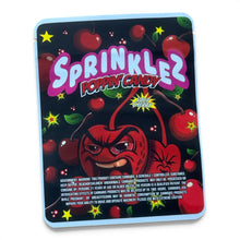Load image into Gallery viewer, Sprinklez Poppin Candy Sour Cherry 3.5G Mylar sticker Bags -With stickers and label
