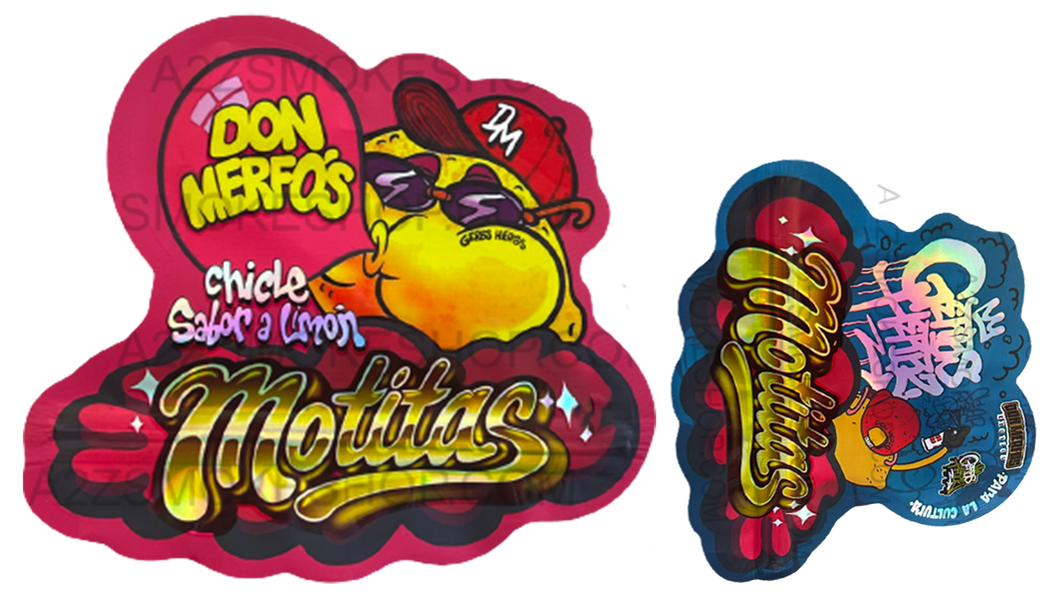 Don Merfos Exotics Motitas Chicle Sabor a Limon Cut out bag  3.5g Mylar bag  Packaging Only