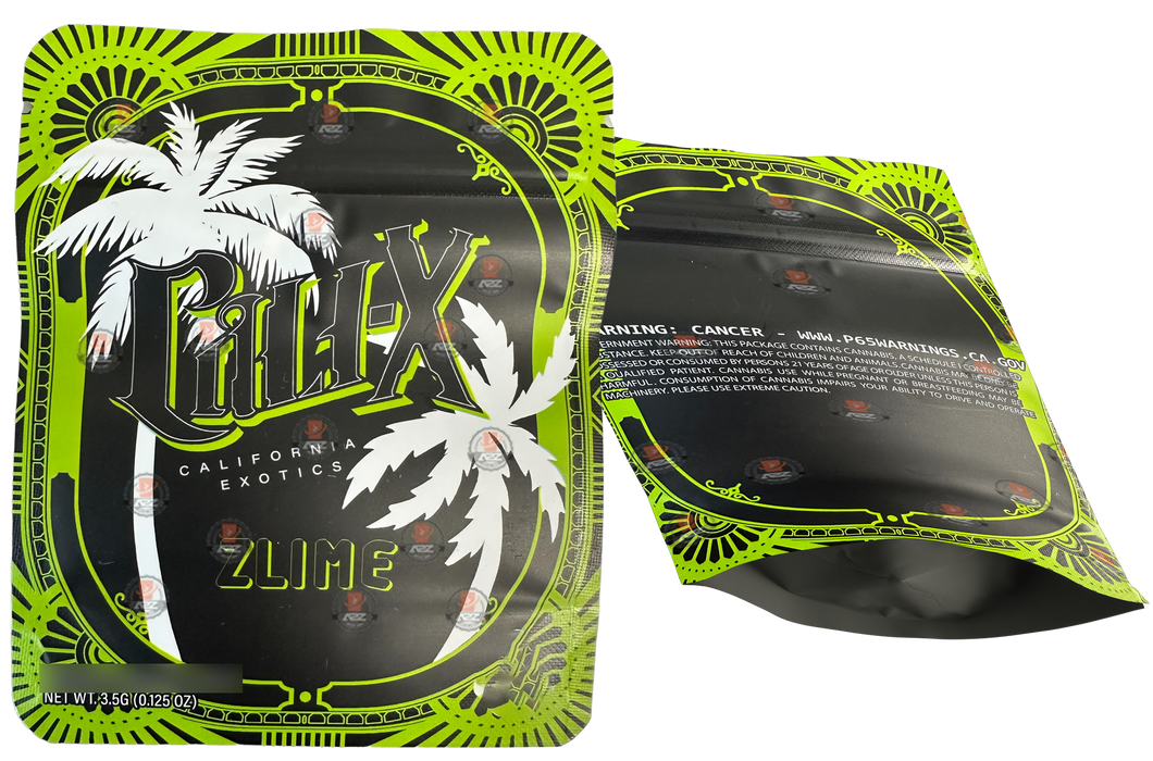 Cali X Zlime Mylar Bags 3.5g Empty Packaging California Exotics