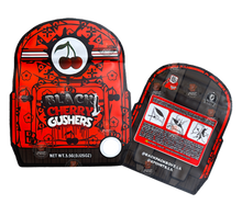 Load image into Gallery viewer, Backpack Boyz Black Cherry Gushers cut out Mylar zip lock bag 3.5G
