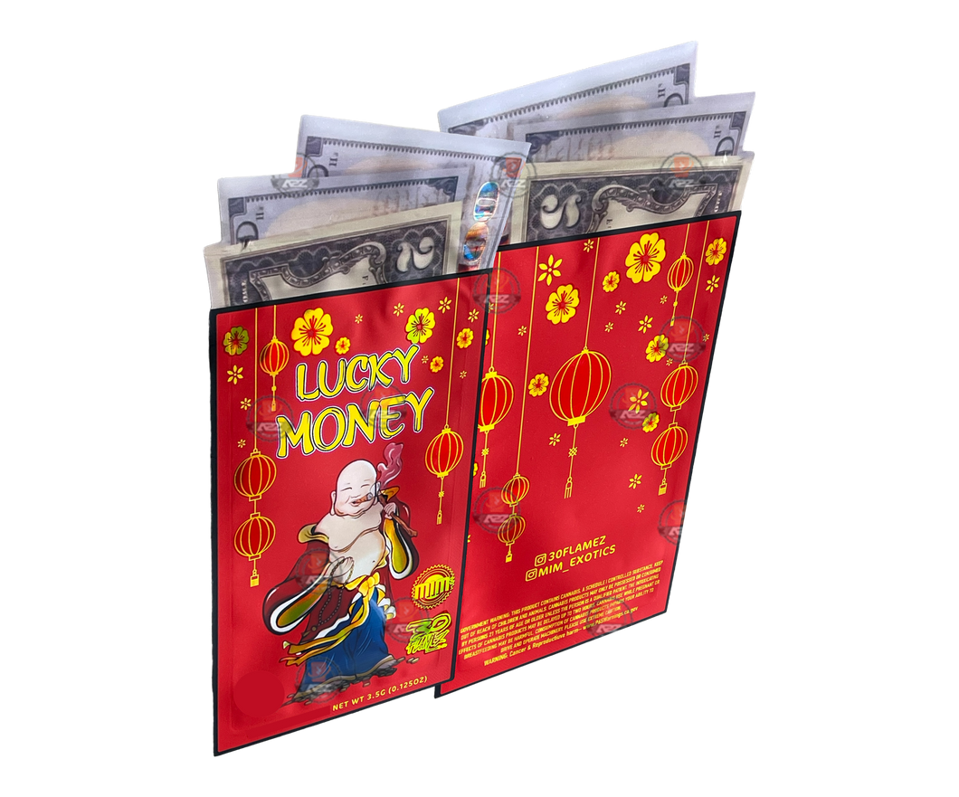 Lucky Money cut out Mylar Bags 3.5g Die Cut Holographic 30 Flamez
