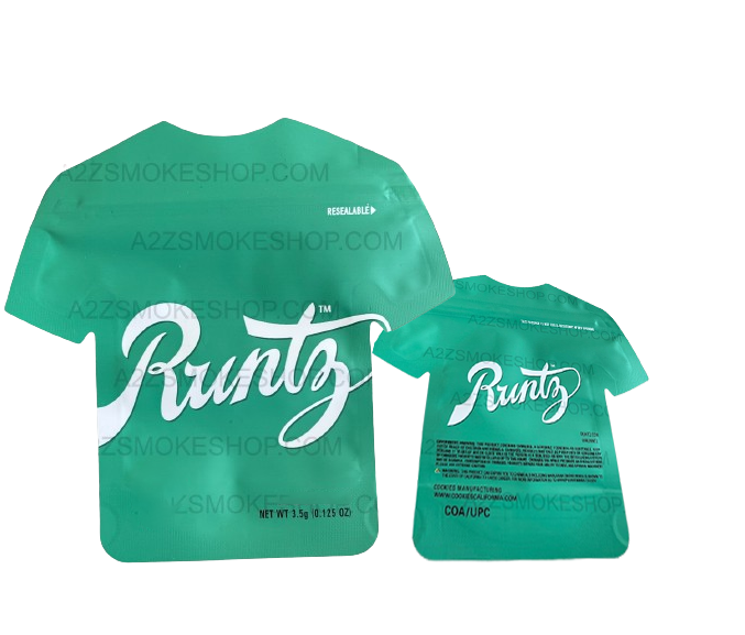 Runtz Green Cut out Mylar Bags by 3.5 Grams Smell Proof Die Cut