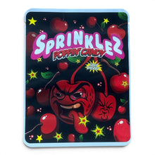Load image into Gallery viewer, Sprinklez Poppin Candy Sour Cherry 3.5G Mylar sticker Bags -With stickers and label
