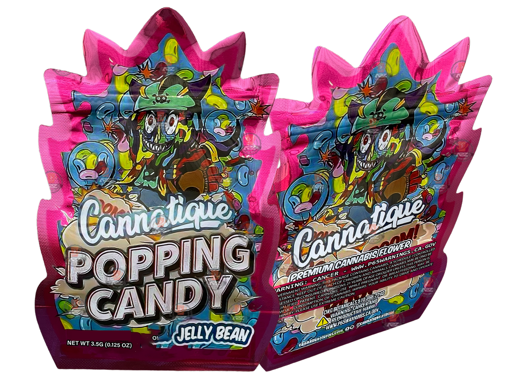 Cannatique Popping Candy Mylar Bag 3.5G Holographic Cut out