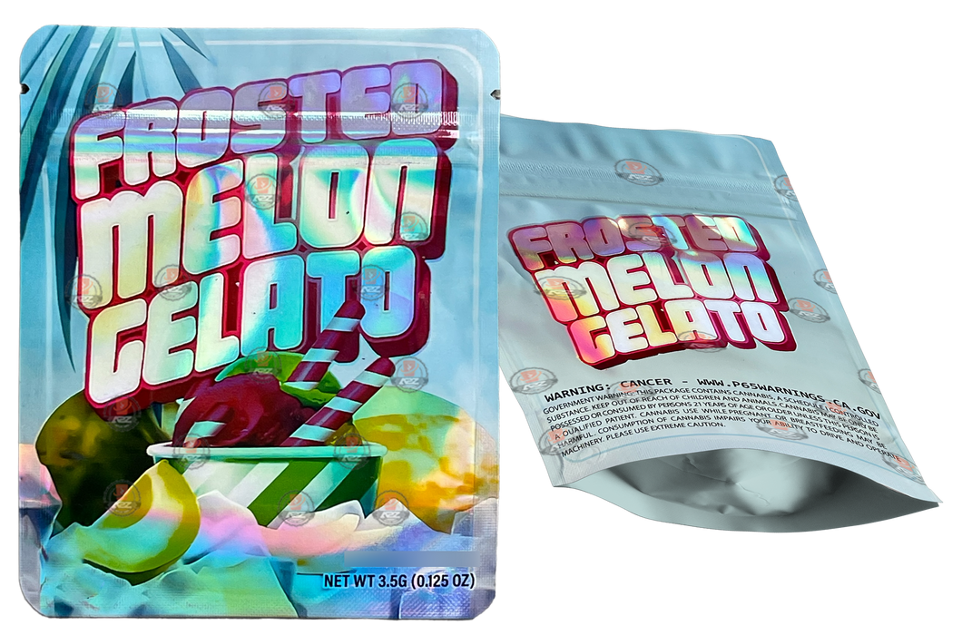 Frosted Melon Gelato Mylar Bags 3.5g Holographic Empty Packaging
