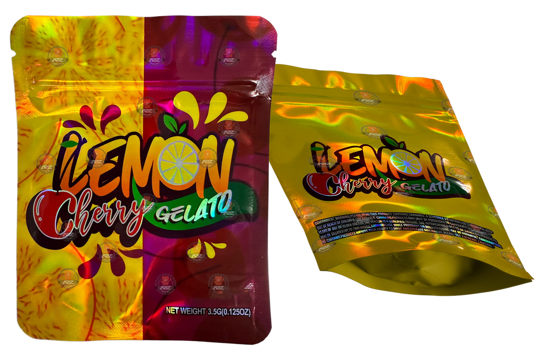 Lemon Cherry Gelato Mylar Bags 3.5g Holographic Empty Packaging