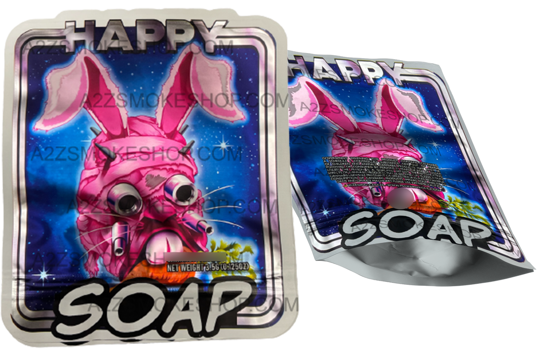 Happy Soap Cut Out Mylar Bags 3.5g Die cut Bunny Rabbit