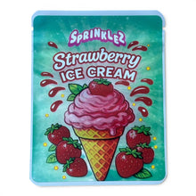 Load image into Gallery viewer, Sprinklez Strawberry Ice Cream 3.5G Mylar sticker Bags -With stickers and label
