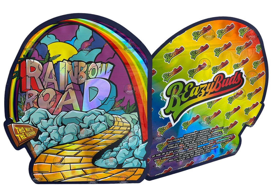 Rainbow Road Mylar Bag 3.5G Holographic Cut Out