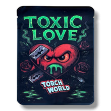 Load image into Gallery viewer, Torch World Toxic Love 3.5G Mylar sticker Bags -With stickers and label
