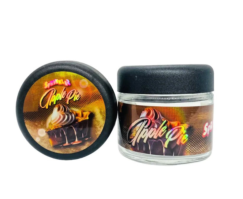 Apple Pie Sprinkelz 3.5g Glass Jars with Holographic Stickers  Child Resistant jar