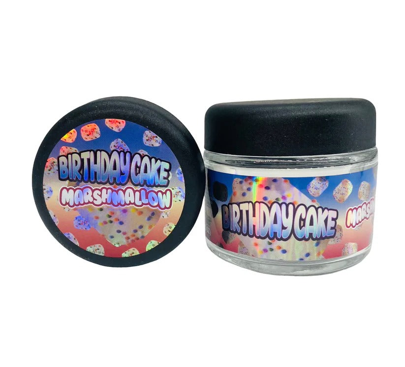 Birthday Cake Sprinkelz 3.5g Glass Jars with Holographic Stickers  Child Resistant jar