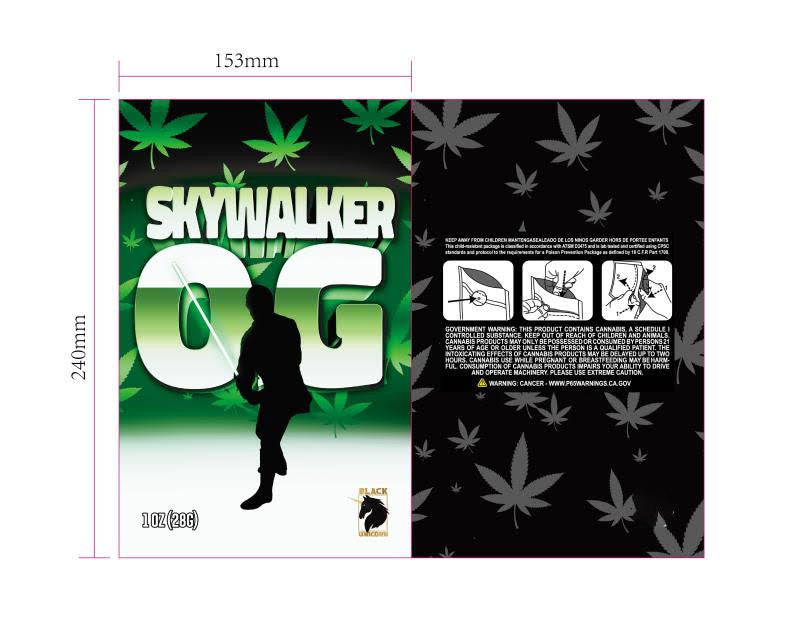 Black Unicorn -Skywalker OG Green Mylar bag 3.5g  Flower