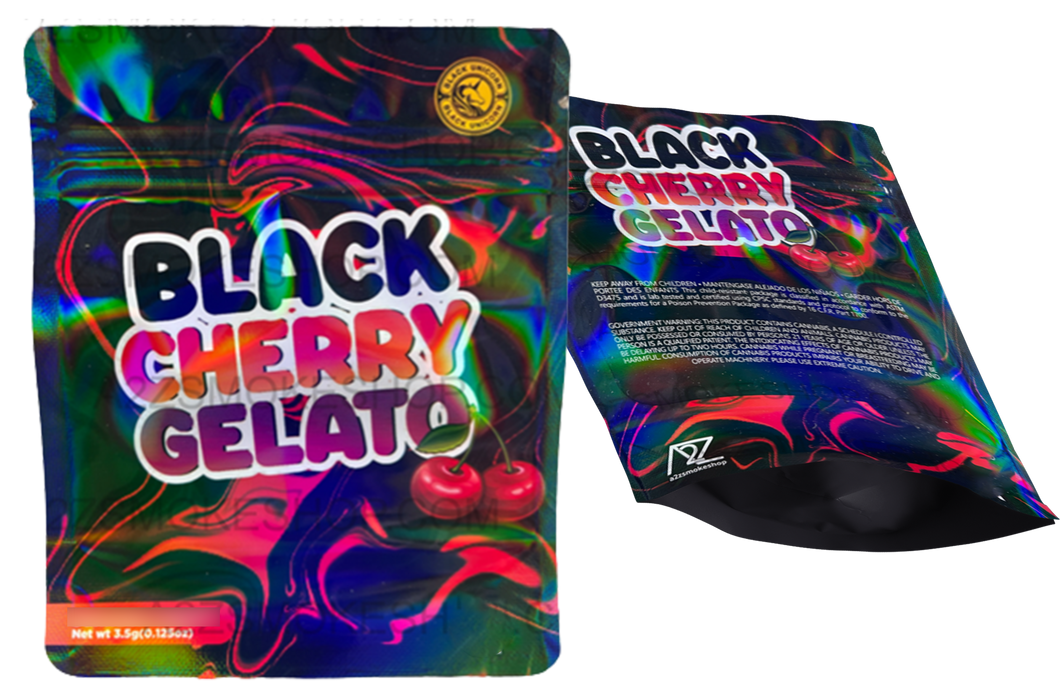 Black Unicorn-Black Cherry Gelato Holographic Mylar bag 3.5g