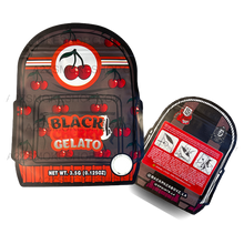 Load image into Gallery viewer, Backpack Boyz Black Cherry Gelato cut out Mylar zip lock bag 3.5G
