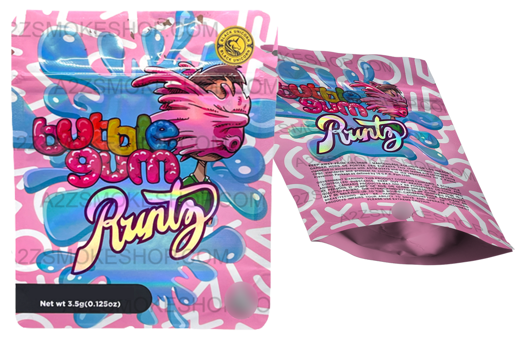 Black Unicorn - Bubble Gum Runtz Holographic Mylar bag 3.5g  For Flower