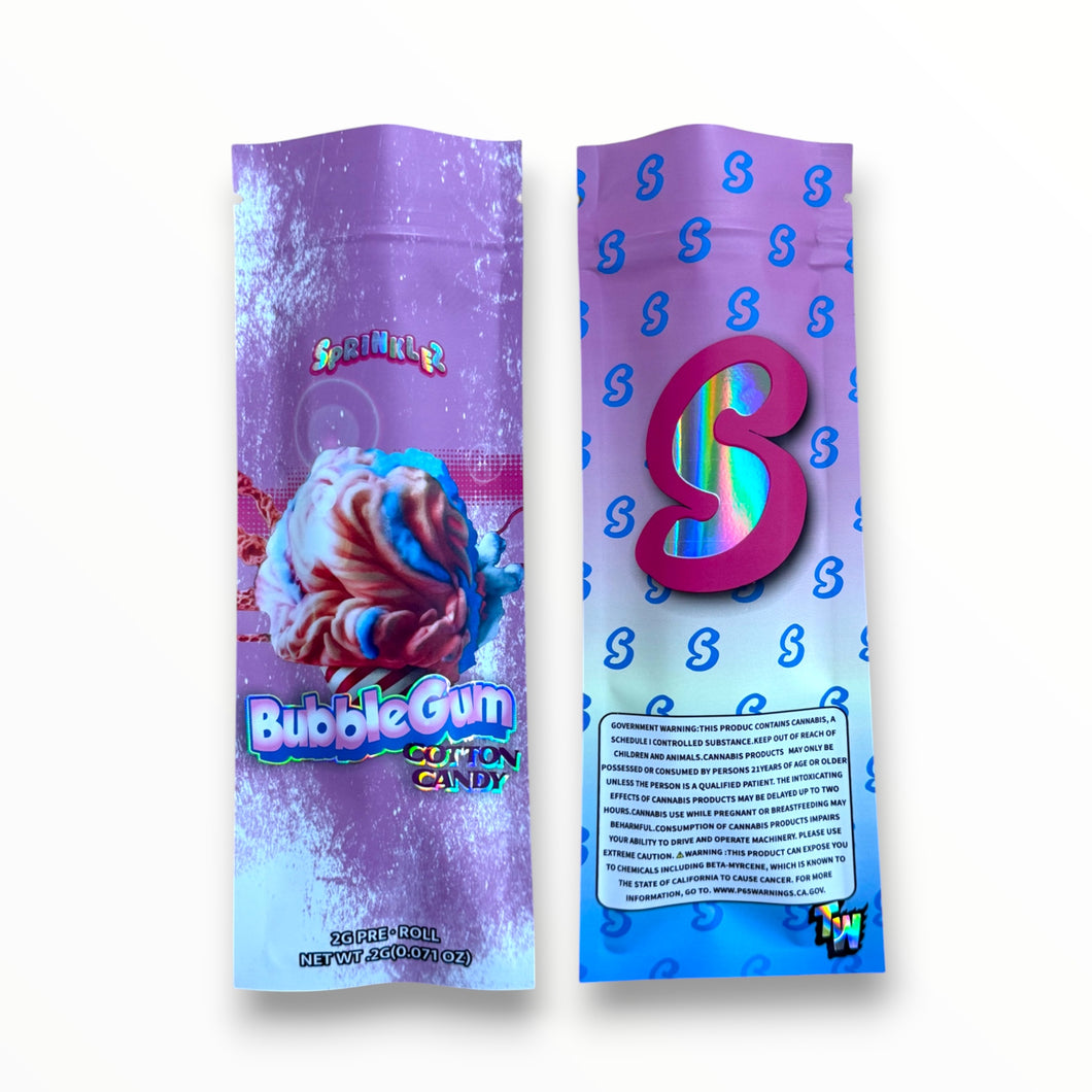 Sprinklez Bubblegum Cotton Candy 2 Gram Pre Roll Packaging Net Wt. 2g(0.071oz) Holographic