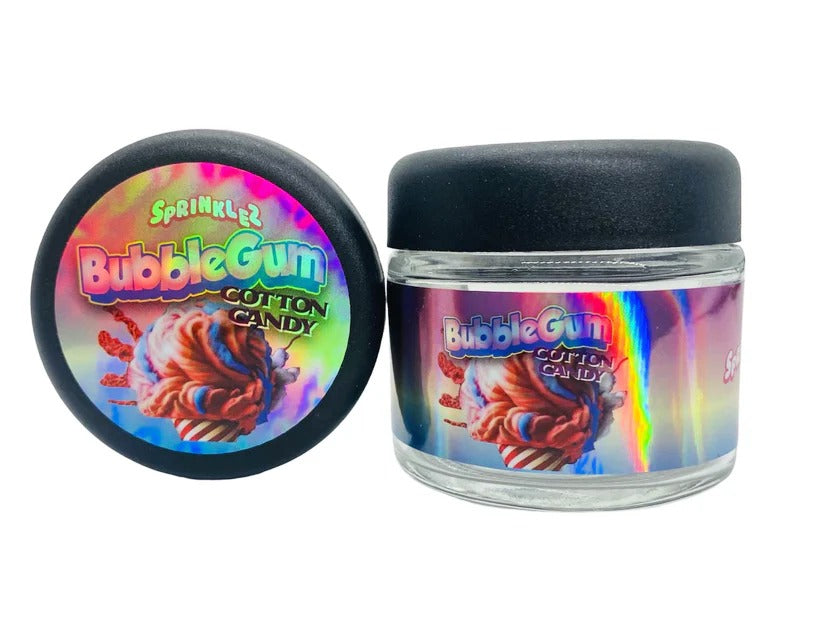 Bubblegum Cotton Candy Sprinkelz 3.5g Glass Jars with Holographic Stickers