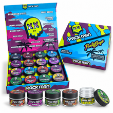 Load image into Gallery viewer, Pack Man Party Boyz 1 Oz Glass Jars with Display Box – 16-Count Variety Pack – Packaging Only
