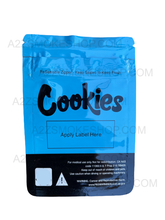 Load image into Gallery viewer, Cookies  Blue Window Mylar Bags 3.5 Grams Smell Proof Resealable Bags w/ Holographic Authenticity Stickers
