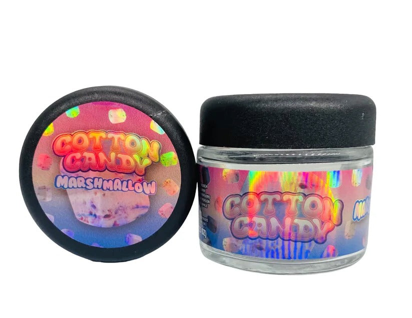 Cotton Candy Marshmallow Sprinkelz 3.5g Glass Jars with Holographic Stickers Child Resistant ja