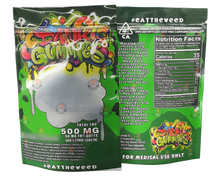 Load image into Gallery viewer, Dank Gummies 500mg  Mylar Bag Green-Packaging Only
