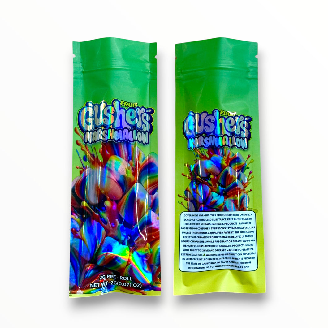 Sprinklez Fruit Gushers Marshmallow 2 Gram Pre Roll Packaging Net Wt. 2g(0.071oz) Holographic