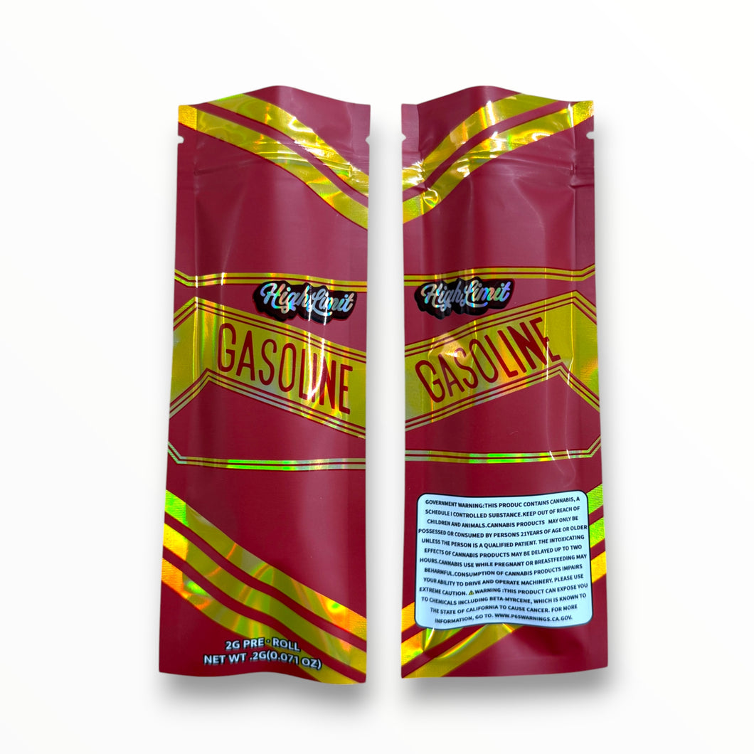 Gasoline High Limit 2 Gram Pre Roll Packaging Net Wt. 2g(0.071oz) Holographic