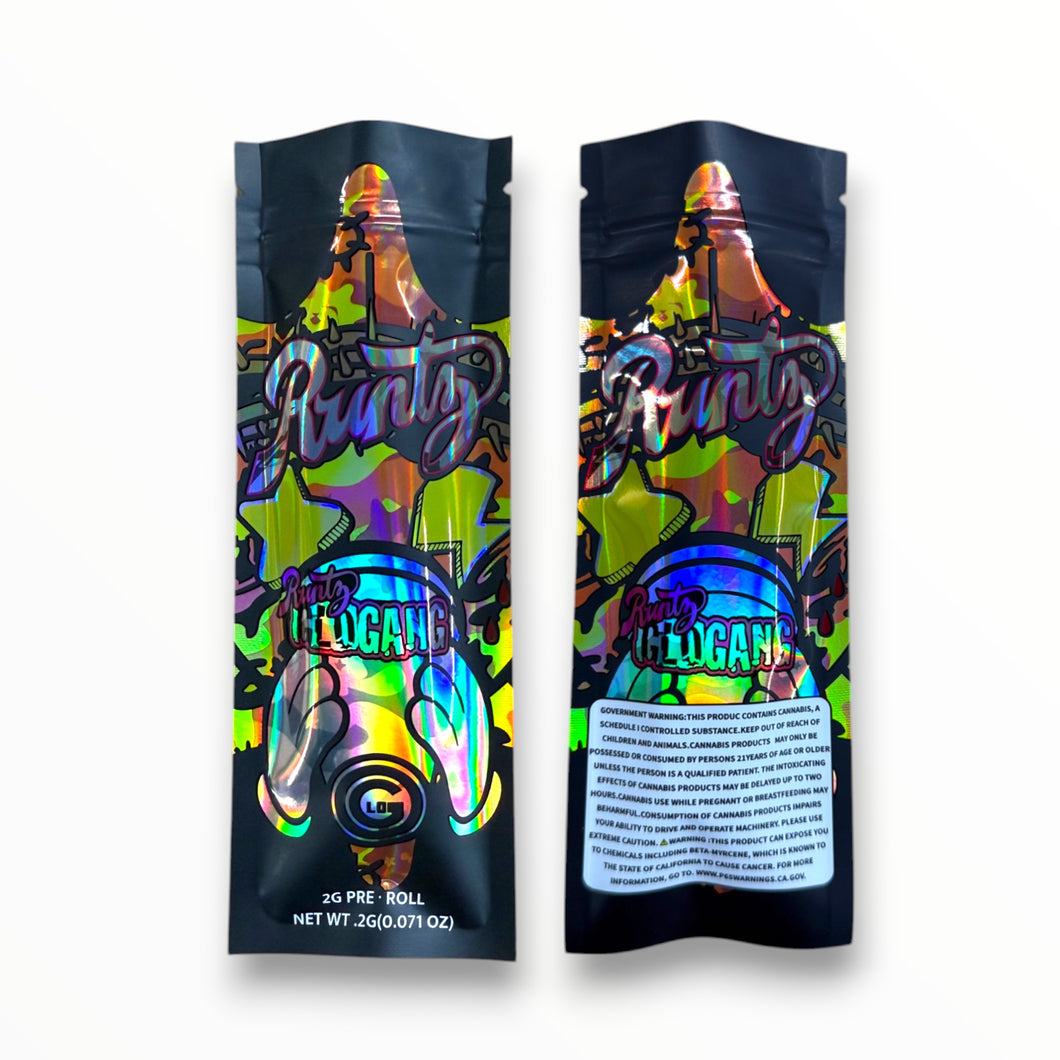 Runtz Glo Gang 2 Gram Pre Roll Packaging Net Wt. 2g(0.071oz) Holographic