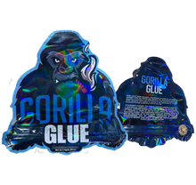 Load image into Gallery viewer, Black Unicorn Gorilla Glue cut out Holographic Mylar bag 3.5g
