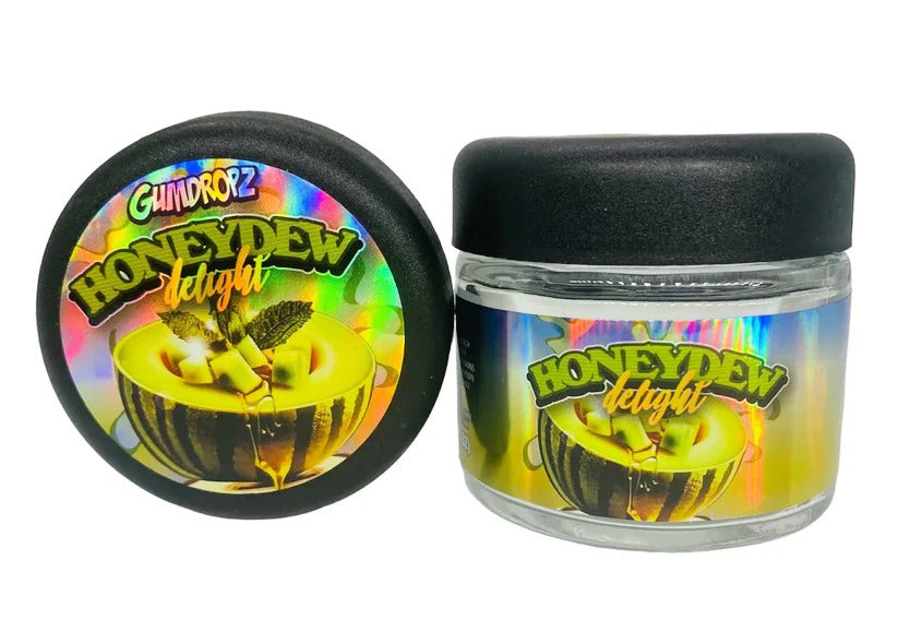 Honeydew Delight Sprinkelz 3.5g Glass Jars with Holographic Stickers Child Resistant jar