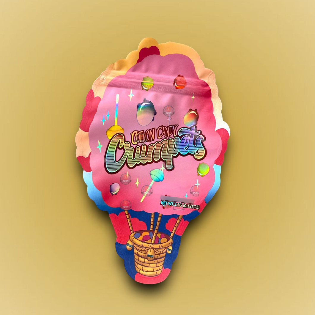 Cotton Candy Crumpets 3.5G Mylar Bag Holographic- Packaging Only
